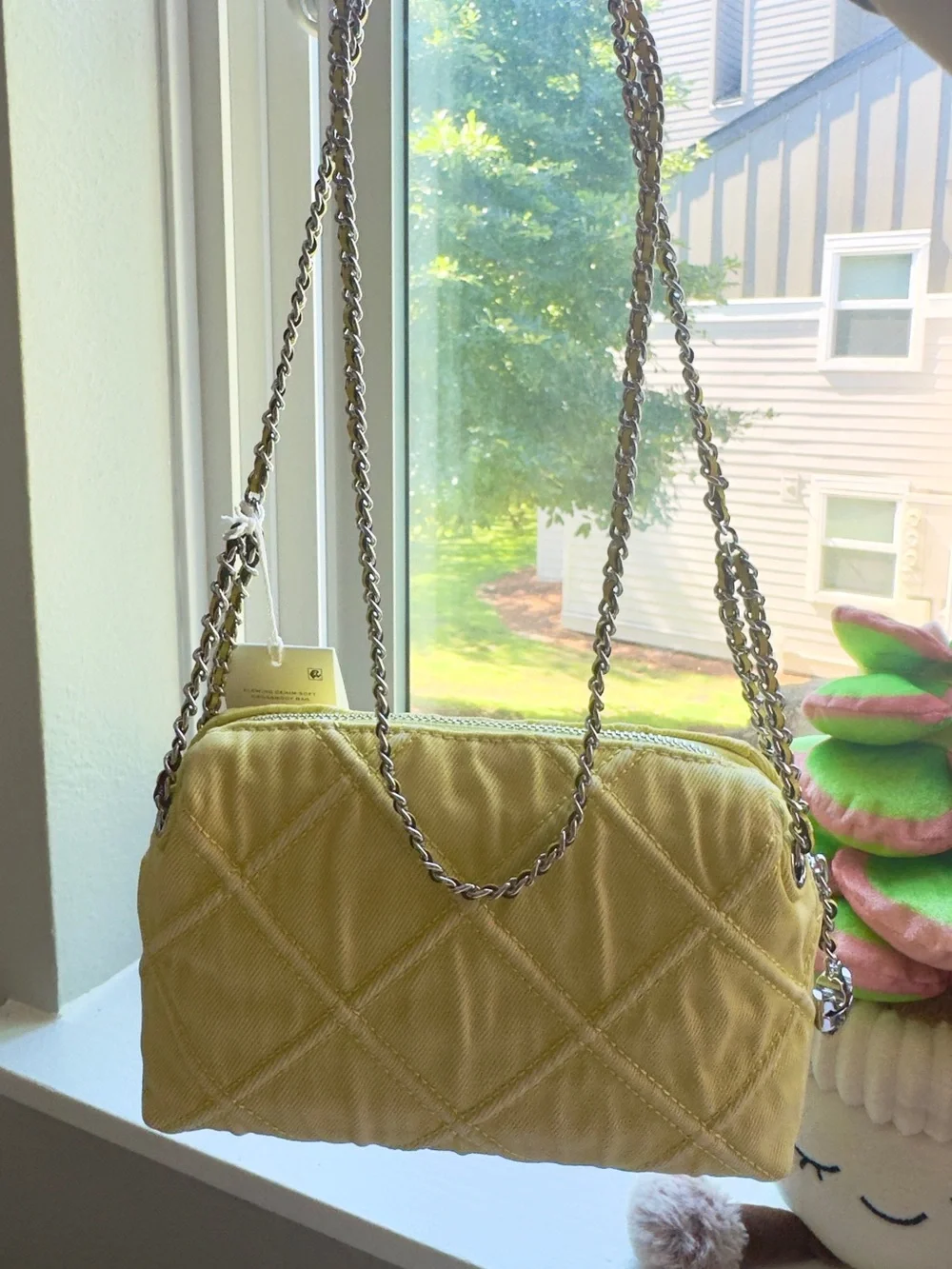 NWT 🌼Tory Burch Yellow Fleming Denim Soft Crossbody Bag